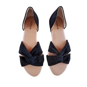 Torrid Womens Black Faux Suede Knotted Bow dOrsay Flats Wide Width 11W